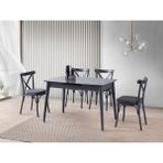 Viento Mobilya Venüs Karbon Gri Hg Açılır 120X80 Masa Bahar 6 Adet Antrasit Babyface Kumaş Sandalye Masa Takımı - Koyu Gri - 120 X 80