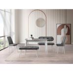 Viento Mobilya Venüs Rambla Highgloss Açılır 120X80 Masa 6 Kişilik Bench Takımı Gri Babyface Sandalye Masa Takımı - Küllü Gri - 120 X 80