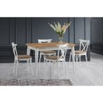 Viento Mobilya Yakamoz Antik Çam Desen Açılır 120X80 Masa Bahar 4 Adet Vizon Kumaş Sandalye Masa Takımı - Atlantik Çam - 120 X 80