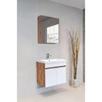 Viesta Star Banyo Dolabı Seti ( 60 Cm Atlantik Çam ve Parlak Beyaz Aynalı Lavabolu Mdf ) Atlantik Çam & Parlak Beyaz