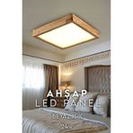 Viesteknoloji MODERN AHŞAP KASA 24W BEYAZ IŞIK 34*34*7 ÖLÇÜLERİ LEDLİ DEKORATİF AVİZE EV-OFİS-BAĞ EVİ LUX AVİZE