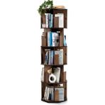 Vigo Wood 360 Derece Dönebilir Ahşap Kitaplık 5 Katlı Ceviz-DK50C