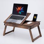 Vigo Wood Katlanır Ayaklı Ayarlanabilir Laptop Sehpası Telefon Bölmeli Bilgisayar Çalışma Sehpası