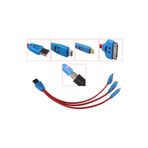 Vigor Işıklı Micro Usb + Iphone 4 + Iphone 6 7 8 11 13 Usb Çoklu Şarj Kablosu - Kırmızı*mavi