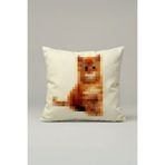 viki concept Pixel Kedi Kırlent Kılıfı 051 – Modern Dijital Sanat Dekoratif Yastık Kılıfı 45x45 cm