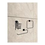 Vikihouse Siyah Yapışkanlı Kare Fön Makinesi Askısı Solo Havluluk Ve Kare Havluluk Seti Banyo Seti