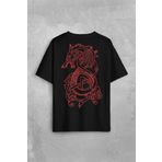 Viking Fenrir Wolf Vikings Kurt Kafa Street Urban Sırt Ön Baskılı Oversize Tişört Unisex T-Shirt