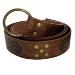 Viking Kabartmalı Perçin Deri Kemer - Ortaçağ Şövalye Kemeri COSPLAY Prop Kemer Rönesans erkek kostüm aksesuarları, Kahverengi, Tek Beden
