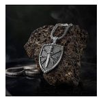 Viking Kılıç ve Kalkan Motifli 925 Ayar Gümüş Kolye