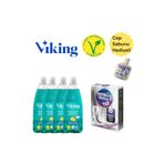 Viking Premium Bulaşık Deterjanı Fesleğen & Limon + 4 Adet + 1,5 Kg Bulaşık Makinesi Tuzu + Cep Sabunu