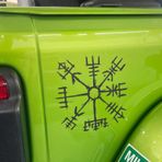 Viking Vegvisir Pusula Çıkartması, İskandinav Mitolojisi Araba Çıkartması, Araçlar için Çıkarılabilir İskandinav Sembolü, Siyah