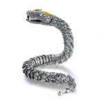 Viking Yılan Başlı 925 Ayar Gümüş Bileklik 25,5Cm 83 Gram Sertifikalı