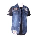 viking's line Erkek Yelek Denim Arma Işlemli Mavi