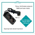 Viko 2'li 20 Metre Grup Priz-Siyah(Öznur 3*1,5 Kablo Kullanı'lır)