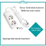 Viko 2'li 5 Metre Grup Priz-Beyaz(Öznur 3*1,5 Kablo Kullanı'lır)