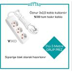 Viko 3'lü 3 Metre Grup Priz-Beyaz (Öznur 3*2,5 Kablo Kullanılır) / Fırın ve Isıtma İçin Özel Hazırlanır