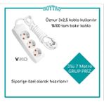 Viko 3'lü 7 Metre Grup Priz-Beyaz(Öznur 3*2,5 Kablo Kullanılır) // Fırın ve Isıtma Için Özel Hazırlanır //