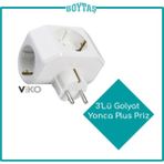 Viko 3'Lü Golyat Yonca Plus Priz (Topraklı) Beyaz Renkli Uzun Ömürlü Güvenli Kullanım
