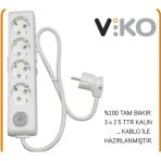 Viko 4 Lü 3X2.5 Uzatma Seyyar Kablo 40 Metre