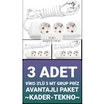 Viko 90113305 3'lü 5 m Grup Priz