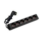 Viko 90133602 Multi-Led Siyah Topraklı Kablolu Çocuk Korumalı 2 mt Altılı Grup Priz
