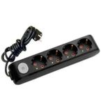 Viko 90137402 Multi-Led Siyah Anahtarlı Topraklı Kablolu Çocuk Korumalı 2 mt Dörtlü Grup Priz