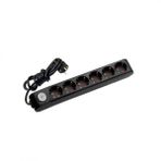 Viko 90137602 Multi-Led Siyah Anahtarlı Topraklı Kablolu Çocuk Korumalı 2 mt Altılı Grup Priz