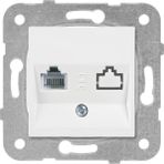 Viko 90967035 Meridian Karre Rj45-Cat5E-Rj11 Çerçeve Hariç Düğme Kapak Mekanizmalı Beyaz Data Telefon Prizi
