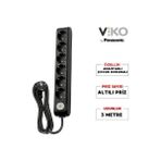 Viko | Altılı Grup Priz, Anahtarlı Topraklı - Çocuk Korumalı Çoğaltıcı Priz [Altılı, 3 Metre, Siyah]