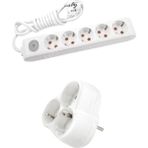 Viko Beyaz Set Multi-Let 3'lü Topraklı Çocuk Korumalı Grup Priz 3 Metre Kablo & 3'lü Yonca Fiş-Priz