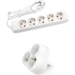 Viko Beyaz Set Multi-Let 5'li Topraklı Çocuk Korumalı Grup Priz 5 Metre Kablo & 3'lü Yonca Fiş-Priz