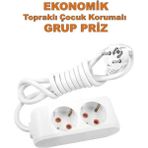 Viko Ekonomik 2'li Grup Priz Topraklı Çocuk Korumalı 8 Metre Kablo