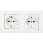 Viko Karre Beyaz 2'li Set Modern Tasarımlı Çerçeveli Topraklı Elektrik Prizi