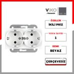 Viko | Karre Ikili Priz [tekli, Beyaz, Çerçevesiz] - 1 Adet