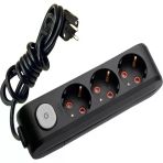 Viko ML-90137303 Multi-Let 3lü Priz Çocuk Korumalı Topraklı Klemensli Anahtarlı 3 Metre Kablolu Siyah Grup Priz