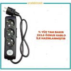 Viko Multi-Let 3'lü 3x2.5 22 m Öznur Kablo Tam Bakır Anahtarlı Topraklı Çocuk Korumalı Uzatma Grup Priz