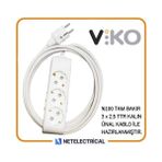 Viko Multi-Let 3'lü 3x2.5 35 m Öznur Kablo Tam Bakır Topraklı Çocuk Korumalı Uzatma Grup Priz