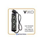 Viko Multi-Let 3'lü 3x2.5 5 m Öznur Kablo Tam Bakır Topraklı Çocuk Korumalı Siyah Antrasit Uzatma Grup Priz