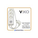 VİKO Multi-Let 3'lü Anahtarlı 4 Metre Topraklı Çocuk Korumalı Kablolu Grup Priz