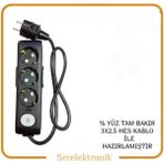Viko Multi-Let 3'lü Anahtarlı Topraklı Çocuk Korumalı Uzatma ( 3x2.5 Hes Kablo Tam Bakır) Ttr Kablo HO5VV-F - 3 METRE