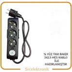 Viko Multi-Let 3'lü Anahtarlı Topraklı Çocuk Korumalı Uzatma ( 3x2.5 Hes Kablo Tam Bakır) Ttr Kablo HO5VV-F - 4 METRE