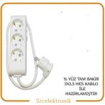 Viko Multi-Let 3'lü Topraklı Çocuk Korumalı Uzatma Seyyar ( 3x2.5 Hes Kablo Tam Bakır) Uzatma Seyyar Kablo H05VV-F - 25 METRE