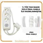 Viko Multi-Let 3'lü Ünal Kablo 3x2.5 8 m Anahtarlı Topraklı Çocuk Korumalı Uzatma