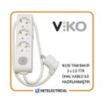 Viko Multi-Let 4 Kablolu 3 m Çocuk Korumalı Anahtarlı Soketli Priz