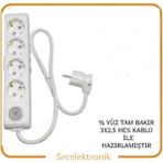 Viko Multi-Let 4 Lü 12 ile 40 Metre Ebatları Anahtarlı Topraklı Çocuk Korumalı Uzatma ( 3x2.5 Hes Kablo Tam Bakır) Ttr Kablo Tseli HO5VV - 18 METRE