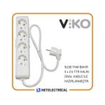 Viko Multi-Let 4'lü 1 Metre Topraklı Çocuk K. Grup Priz (3x2.5 Ttr Tam Bakır Kalın Kablolu) - Beyaz