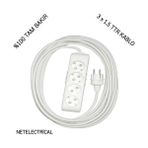 Viko Multi-let 4'lü 10 Metre Topraklı Çocuk Korumalı Kablolu Grup Priz - Beyaz