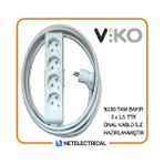 Viko Multi-let 4'lü 15 Metre Topraklı Çocuk Korumalı Kablolu Grup Priz - Beyaz