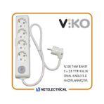 Viko Multi-Let 4'lü 2 Metre Anahtarlı Topraklı Çocuk Korumalı Kablolu Grup Priz (3x2.5 Ttr Tam Bakır Kalın Kablolu) - Beyaz