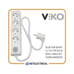 Viko Multi-Let 4'lü 3 Metre Anahtarlı Topraklı Çocuk Korumalı Kablolu Grup Priz (3x2.5 Ttr Tam Bakır Kalın Kablolu) - Beyaz